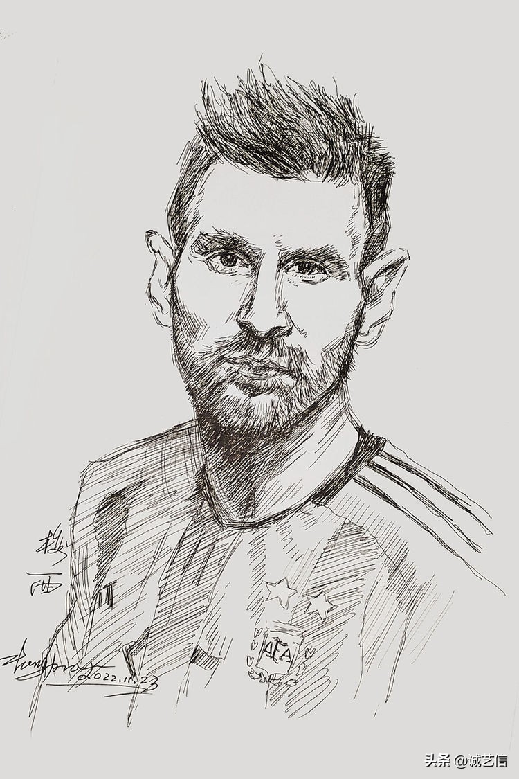 卡塔尔梅西漫画海报,梅西拿着美洲杯来卡塔尔的漫画