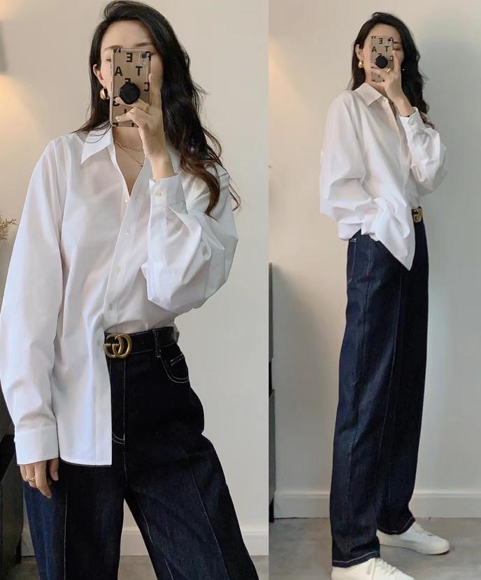 衬衫的两种穿搭法好看又高级,白衬衫牛仔裤搭配出高级感学生