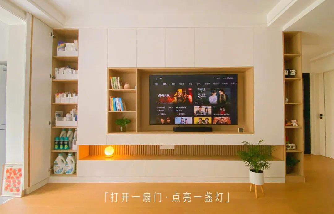 轻奢极简带电视柜背景墙效果图,有电视背景墙的电视柜效果图