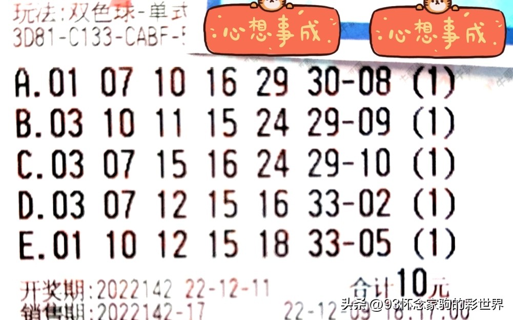 双色球第22142期数据分析及晒票！60倍投单式票冲击3亿元巨奖