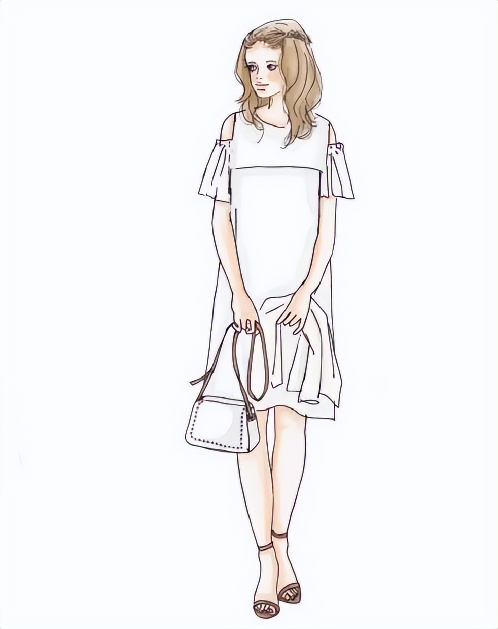 四种不同风格的穿搭手绘,日系手绘风格穿搭