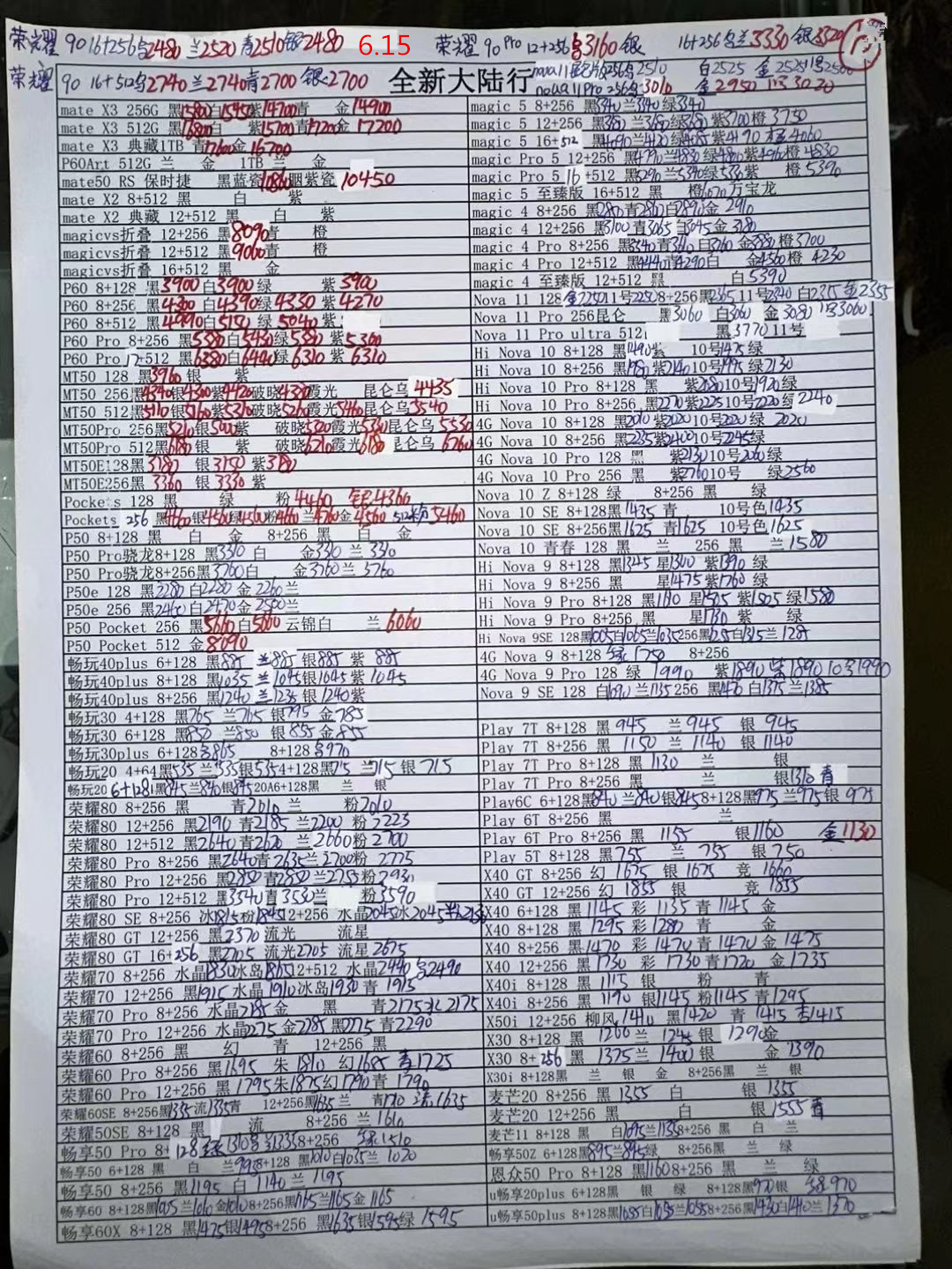2024年1月11日华强北手机批发价,华强北远望手机市场批发报价单