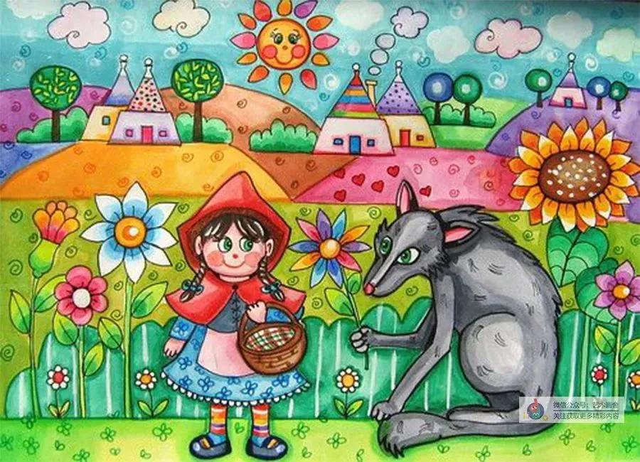 春日古诗配图儿童画,春日荡秋千放风筝儿童画