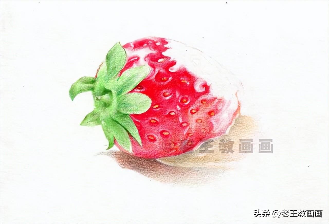 画彩铅草莓书签二年级,零基础学画彩铅画教程