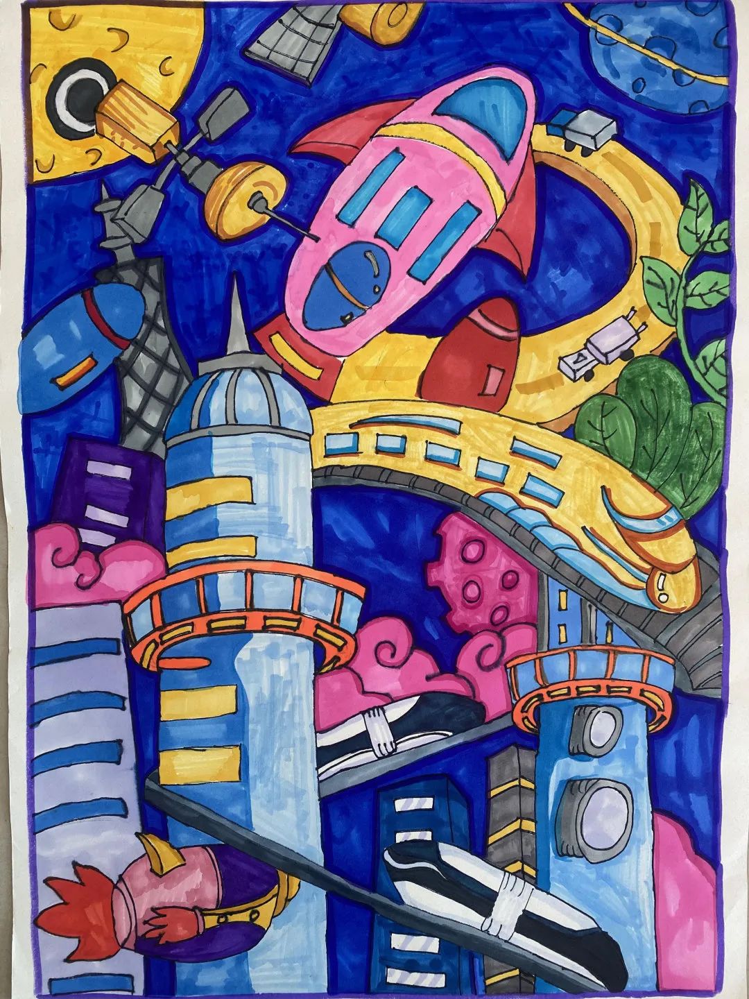 科幻画作品比赛二年级,少儿科幻绘画比赛一等奖