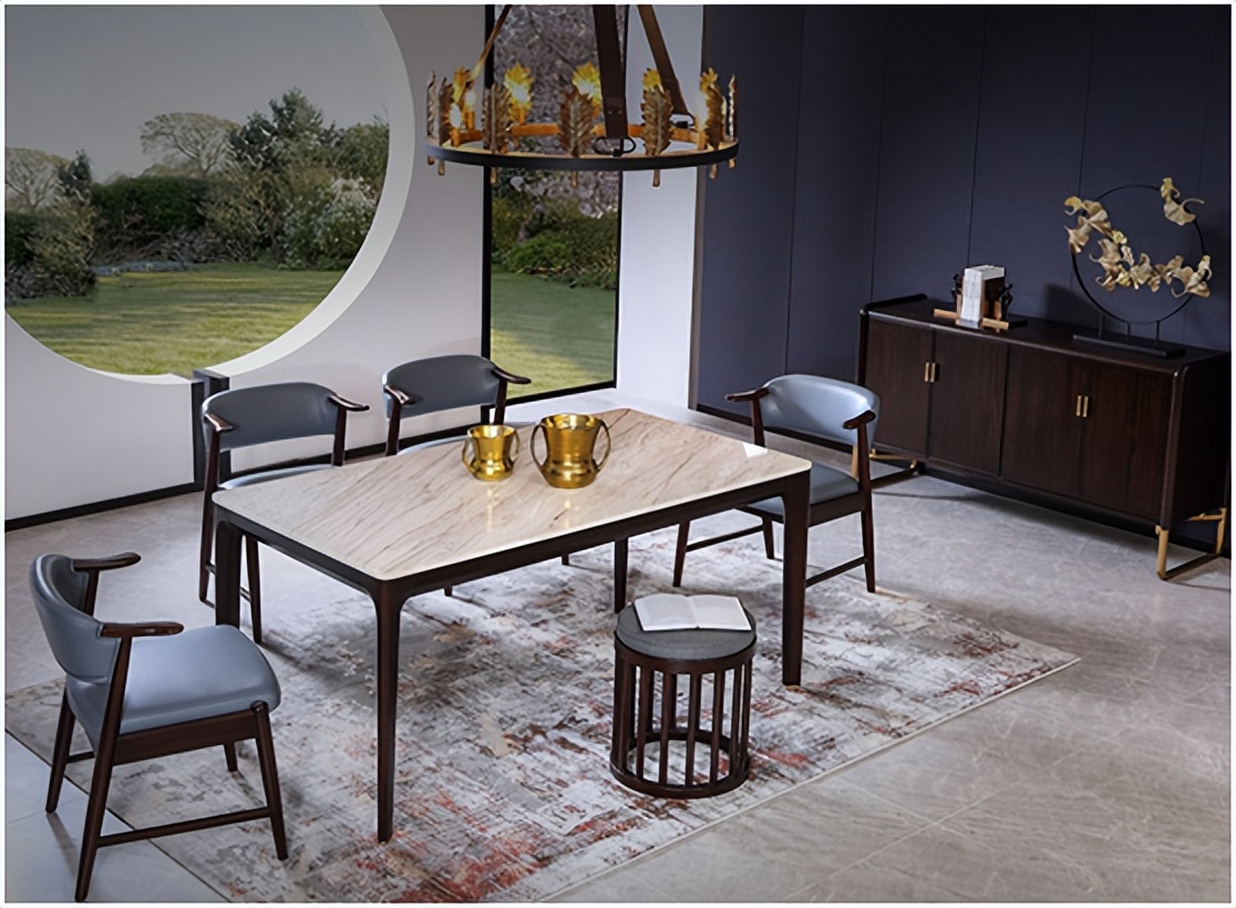 实木餐桌椅原木风,新中式实木餐桌椅