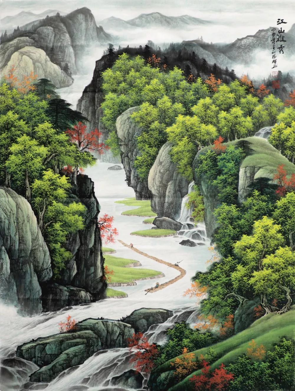 寓意好的庭院名家山水画欣赏,画川江山水画名家