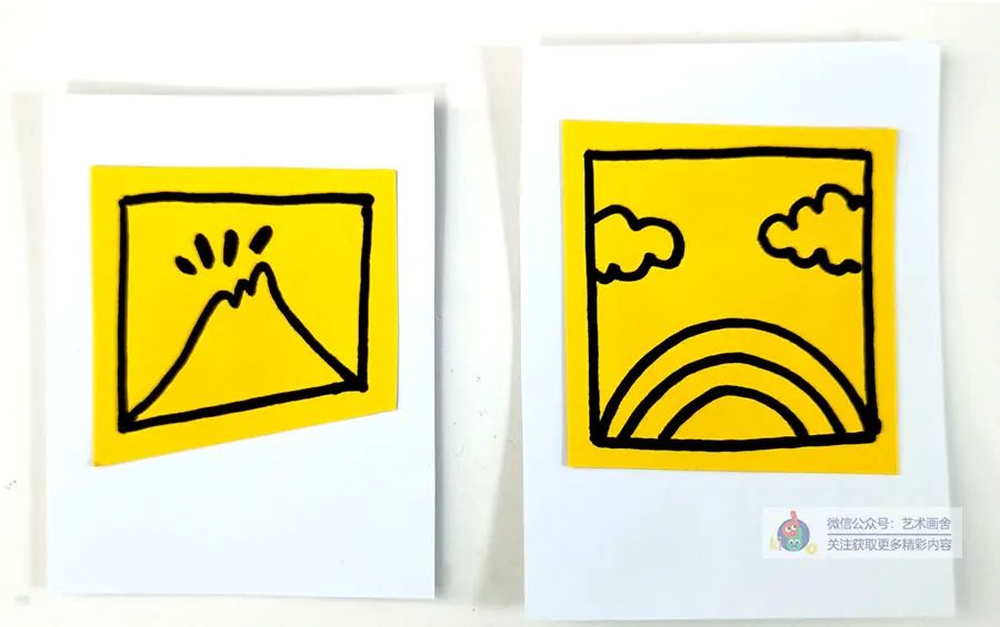 照相机儿童画教程,剪刀画法创意儿童画加背景