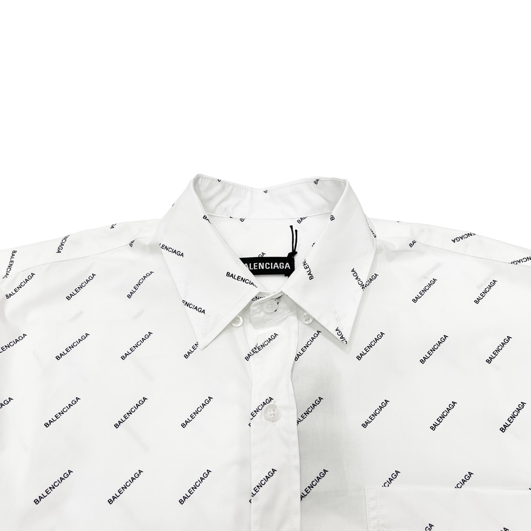 BALENCIAGA巴黎世家经典斜纹弹幕满印长袖衬衫再也不单调完美还原