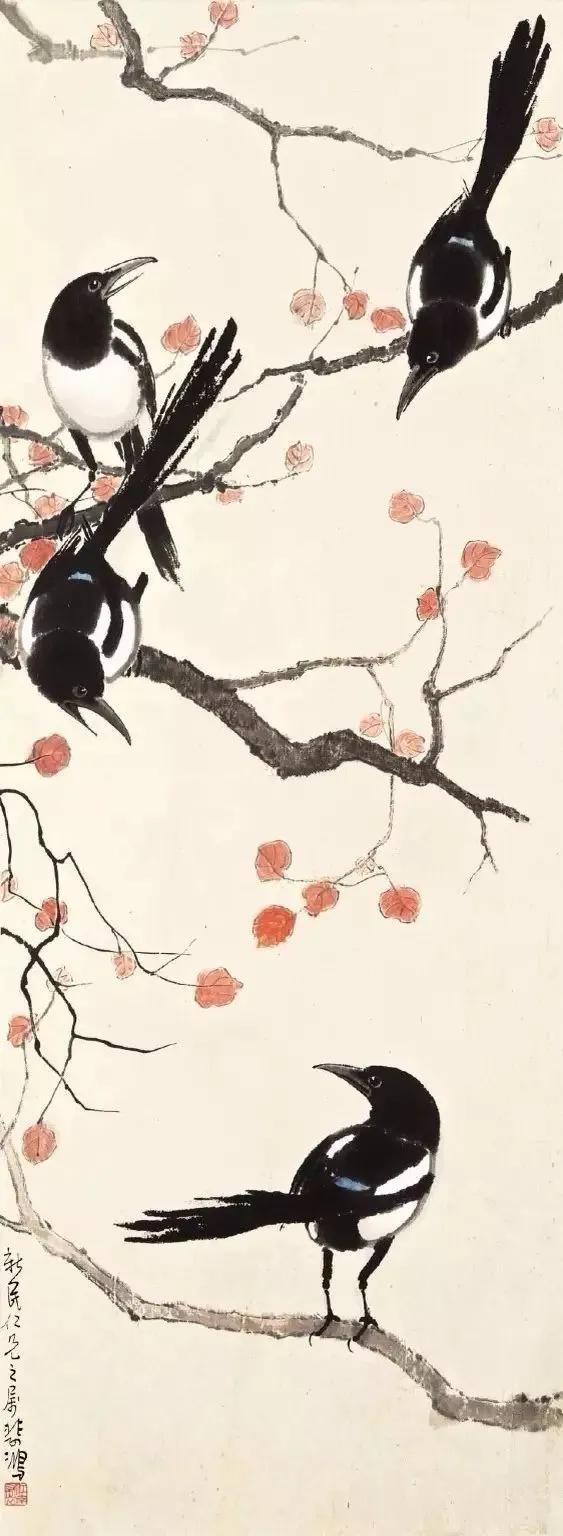 柿子喜鹊国画寓意,喜鹊柿子画寓意