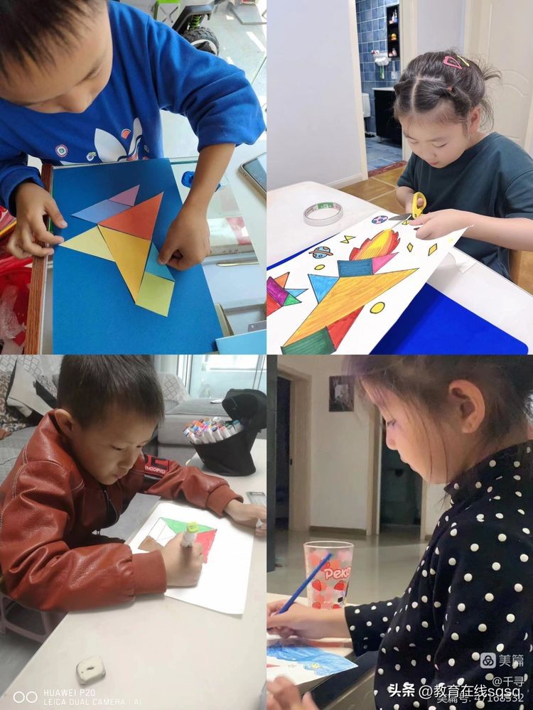 七巧板拼图美丽校园,七巧板拼贴画一年级