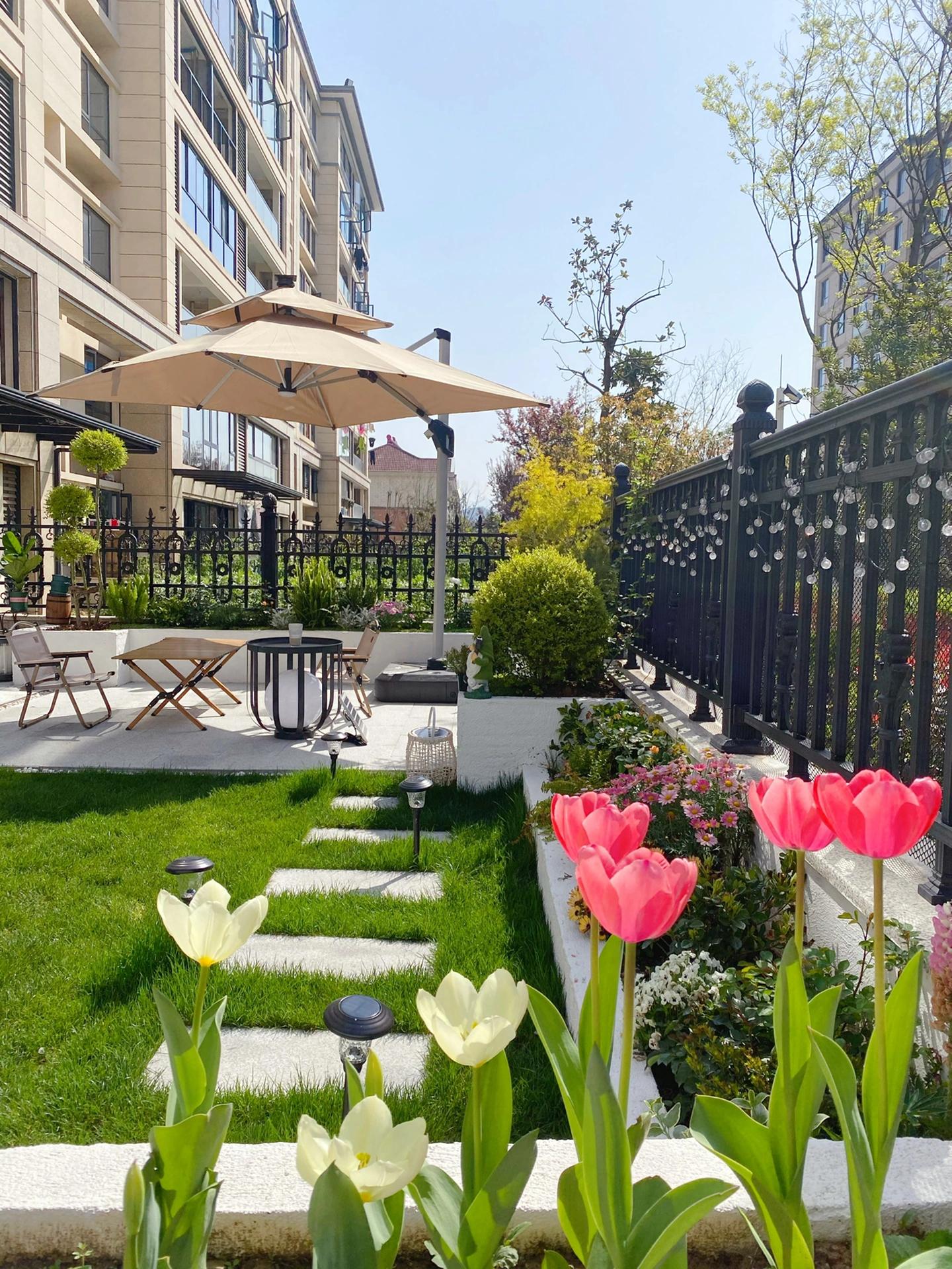 一楼小院简易小花园,100平米小院简单改造图