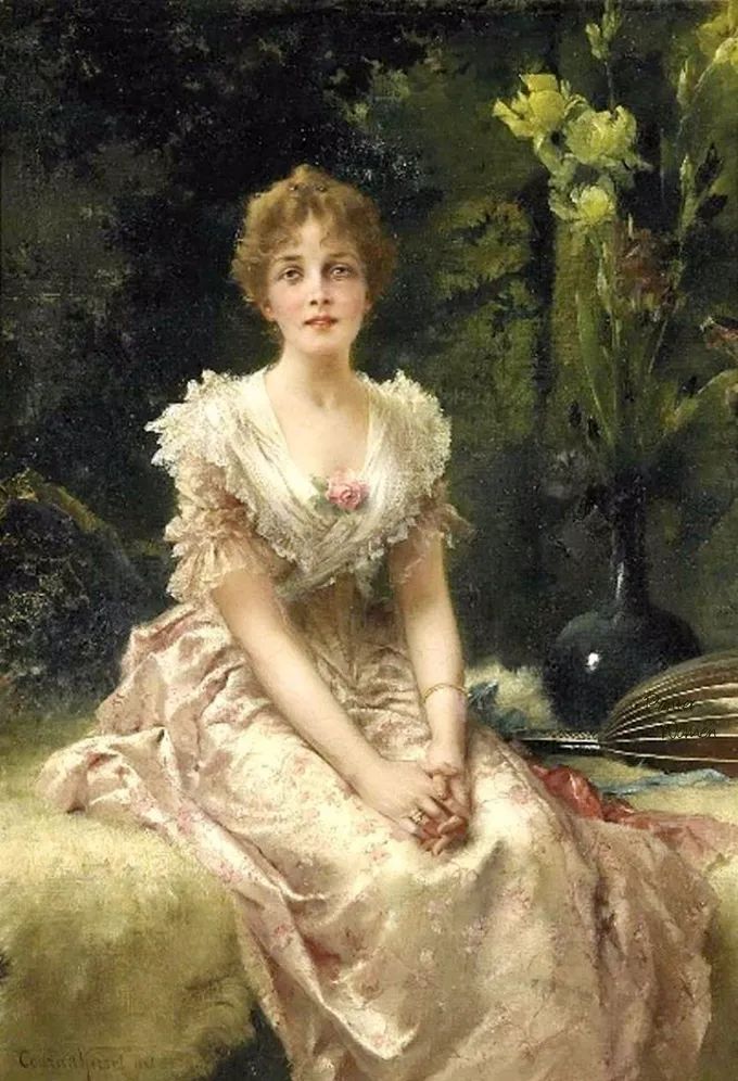 德国绘画风格独特的美女,欧洲艺术绘画女神