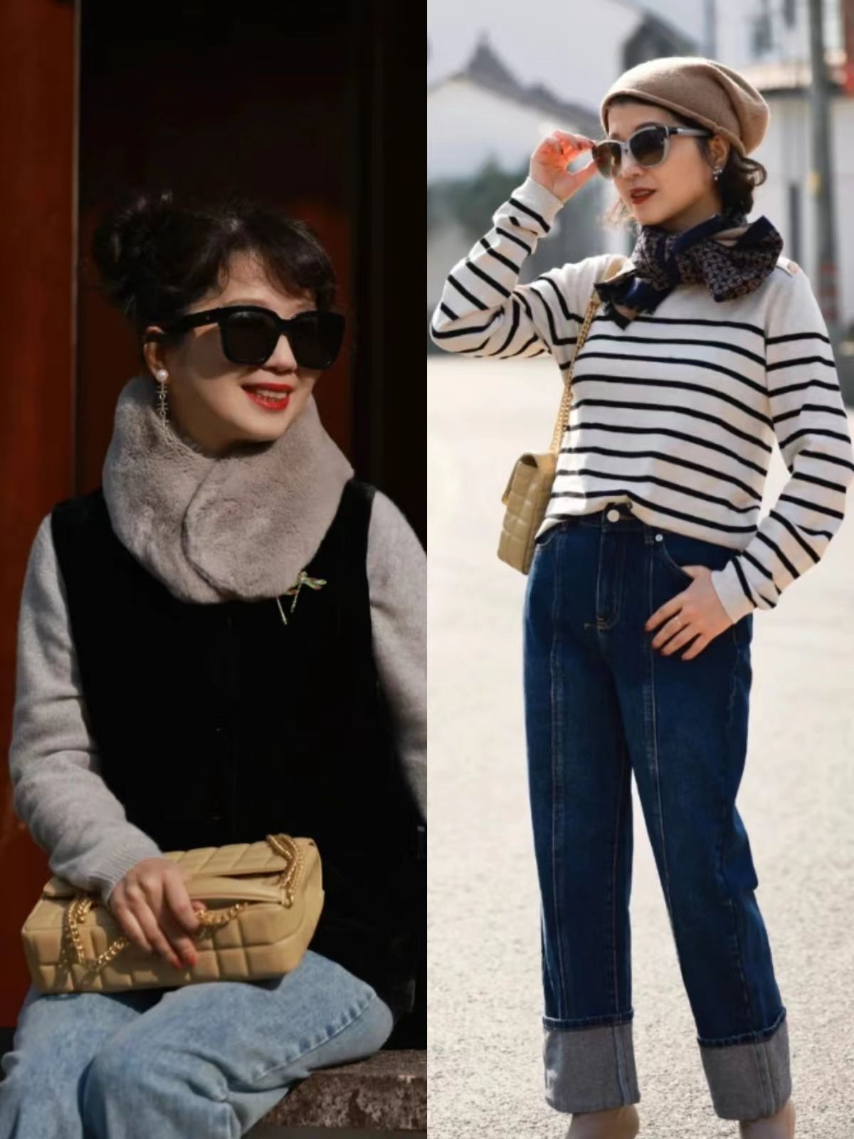 时尚奶奶告诉我们什么才是真的美,时尚百搭红色围巾