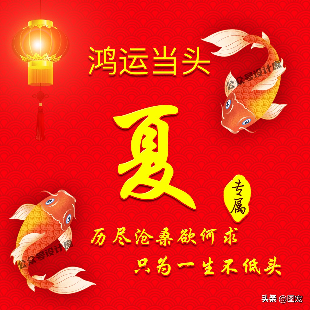 最火好看带字姓氏头像,姓氏头像大全鸿运当头