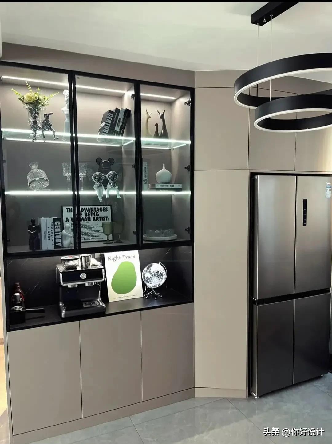 斜角冰箱柜子高级设计,冰箱柜设计效果图大全