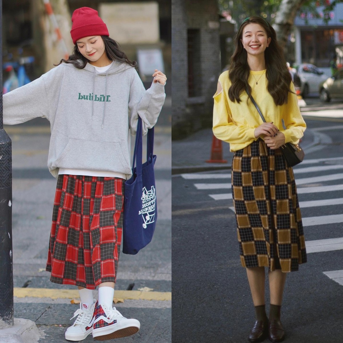 卫衣今年流行这样搭时髦又减龄,卫衣半裙秋天这样穿简直美爆了