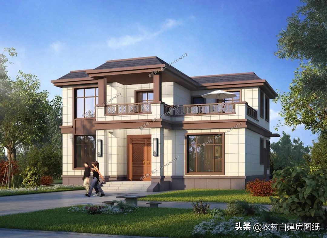 北方农村一层五间平屋顶,二层实用户型农村自建房别墅设计