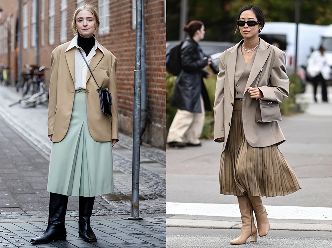 秋冬款米色西装怎么搭配才好看,秋季西装外套搭配深棕色