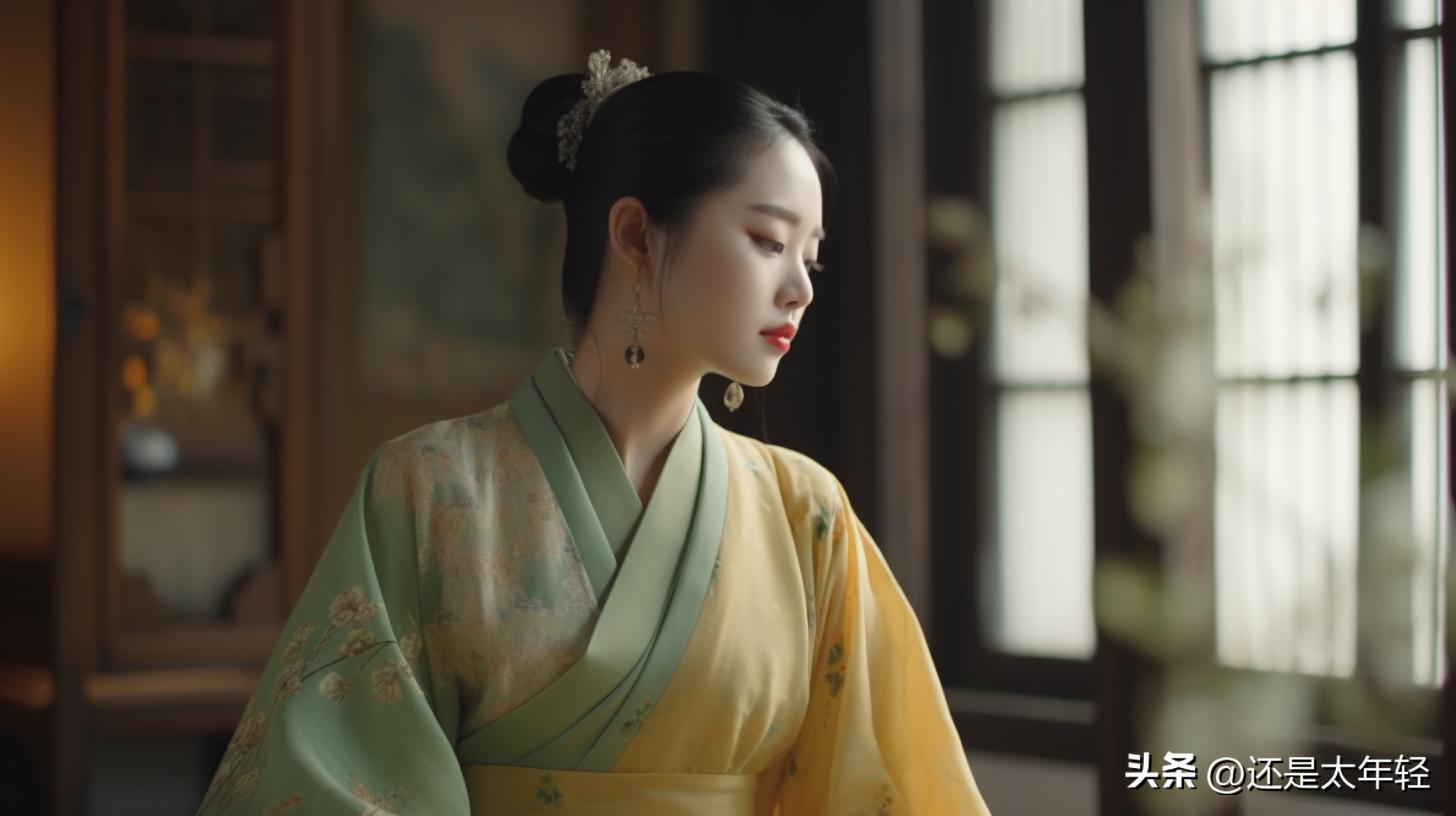 青色长袖12-15岁女童汉服,少女汉服服饰