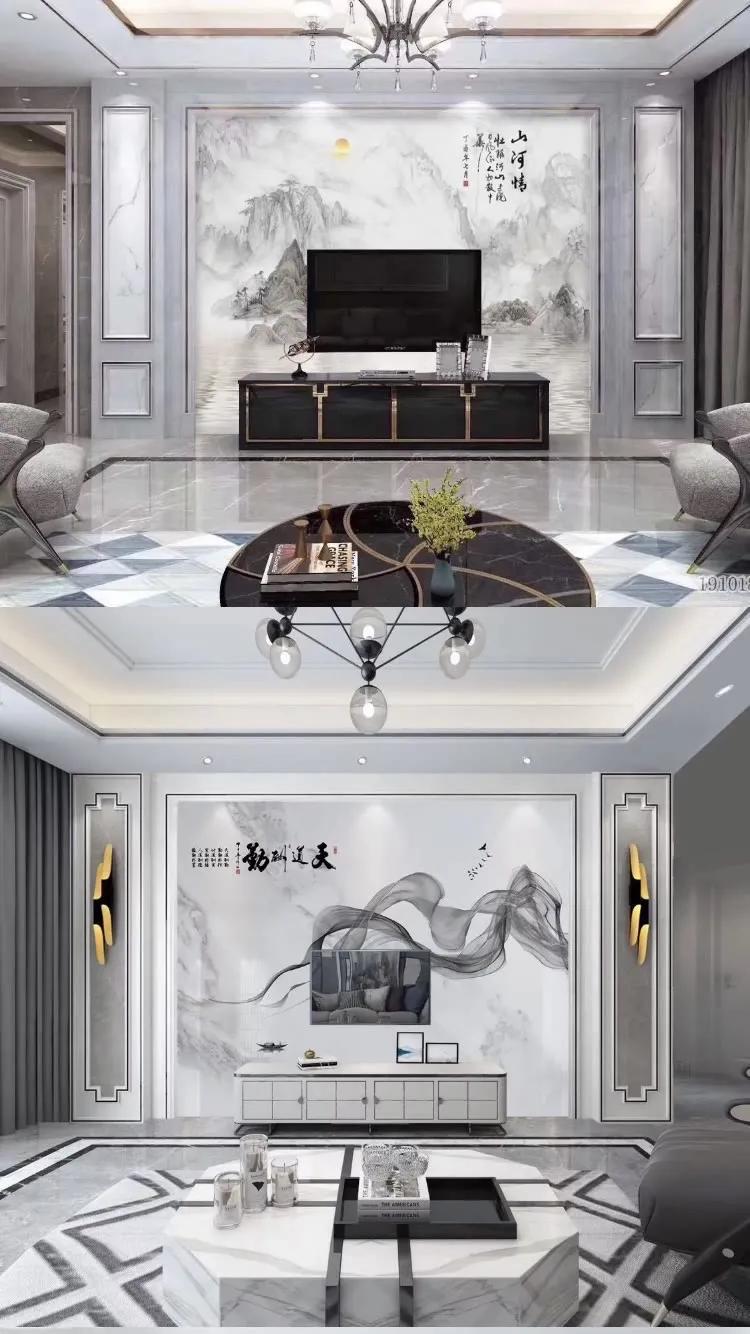 现代简约电视背景墙布效果图大全,电视背景墙现代简约乳胶漆钛金条