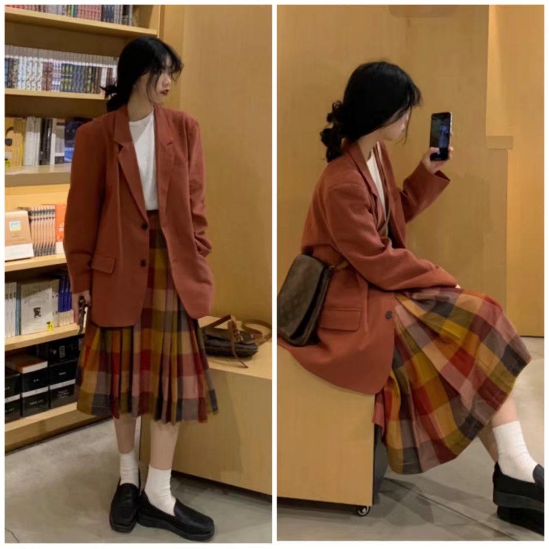 西装长裙搭配西装外套,西装外套配连衣裙气质高级感