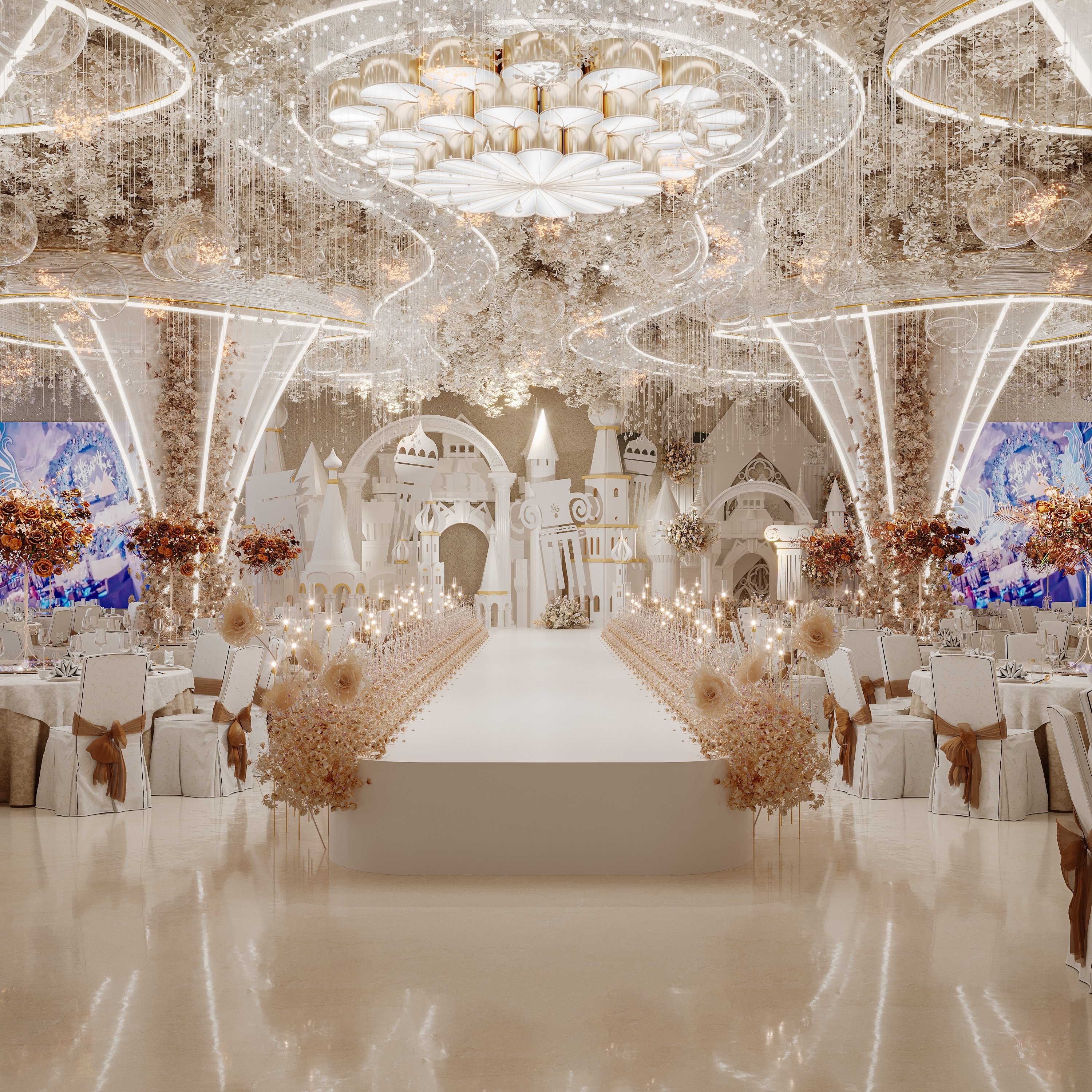 婚礼堂中式风格设计,婚礼堂灯光设计方案