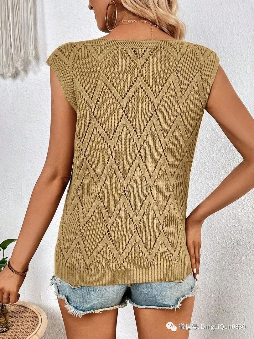 夏天针织背心最新款式教程,蕾丝背心短袖编织图解