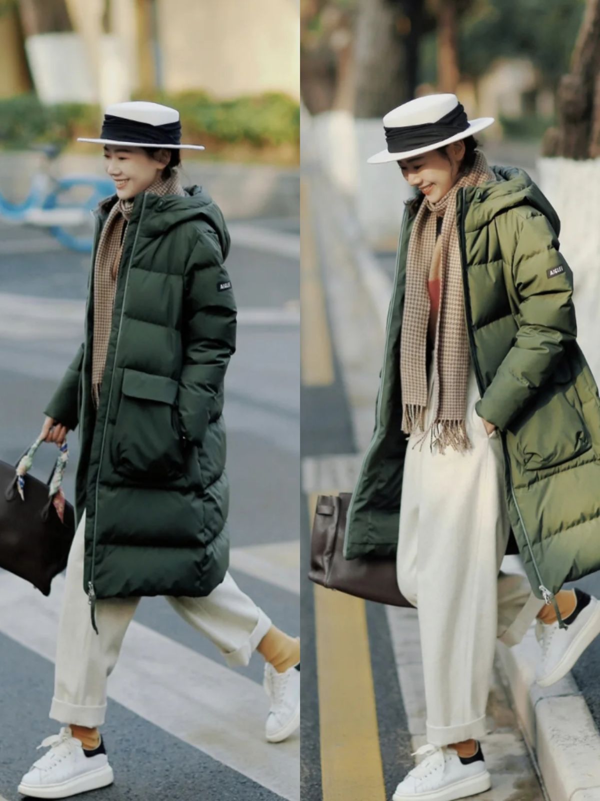 适合羽绒大衣的鞋子,大衣球鞋才是今年冬天最美搭配