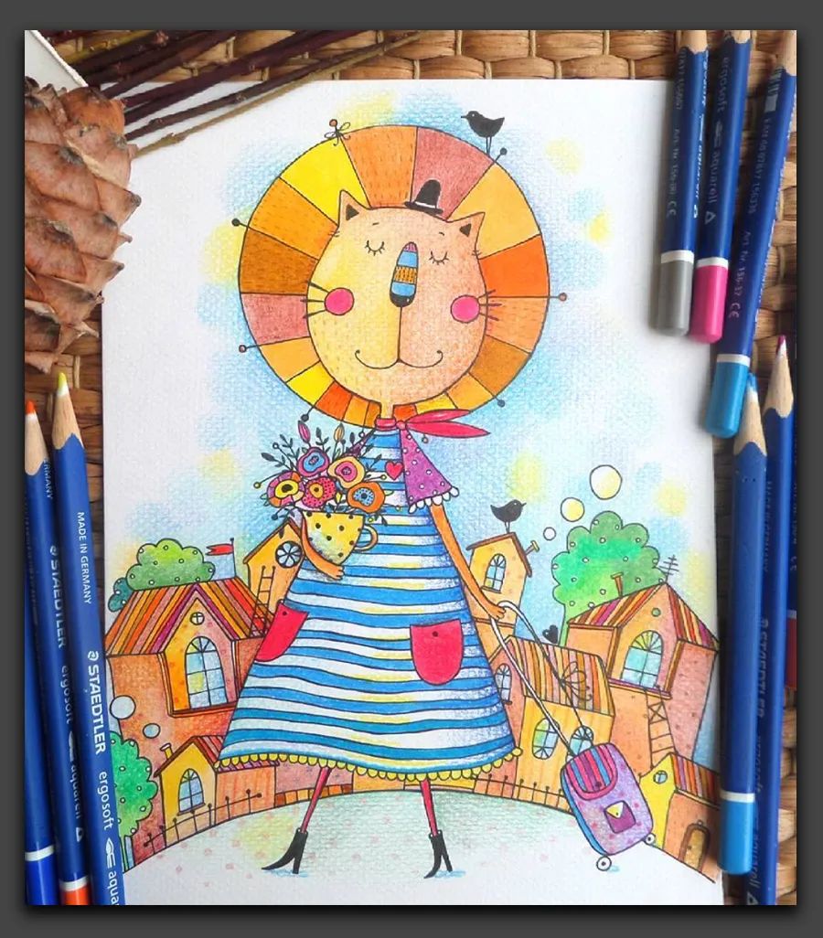 一眼让人惊艳的彩铅画,100幅适合零基础的彩铅画