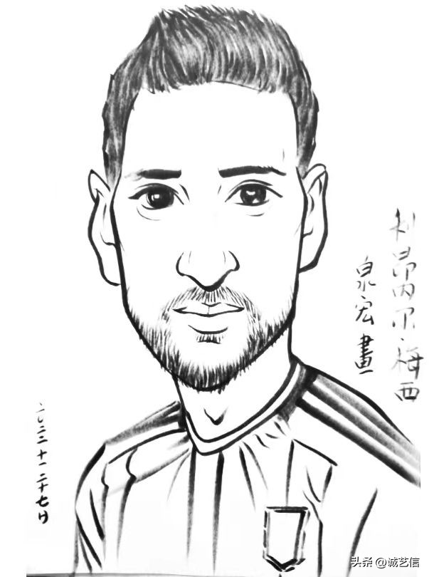 卡塔尔梅西漫画海报,梅西拿着美洲杯来卡塔尔的漫画