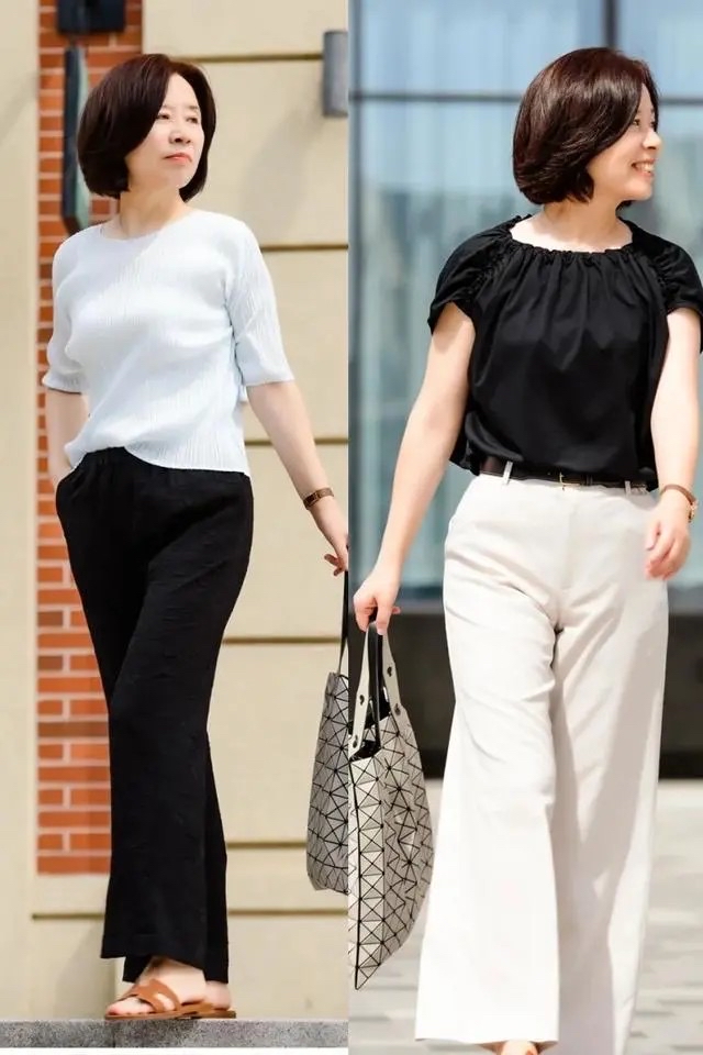 45岁女人穿直筒裤还是穿阔腿裤,中年女人穿阔腿裤直筒裤最合适