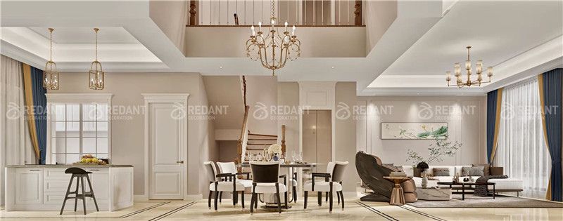 璀璨云堤极简风格装修效果图,世纪海岸轻奢装修案例图