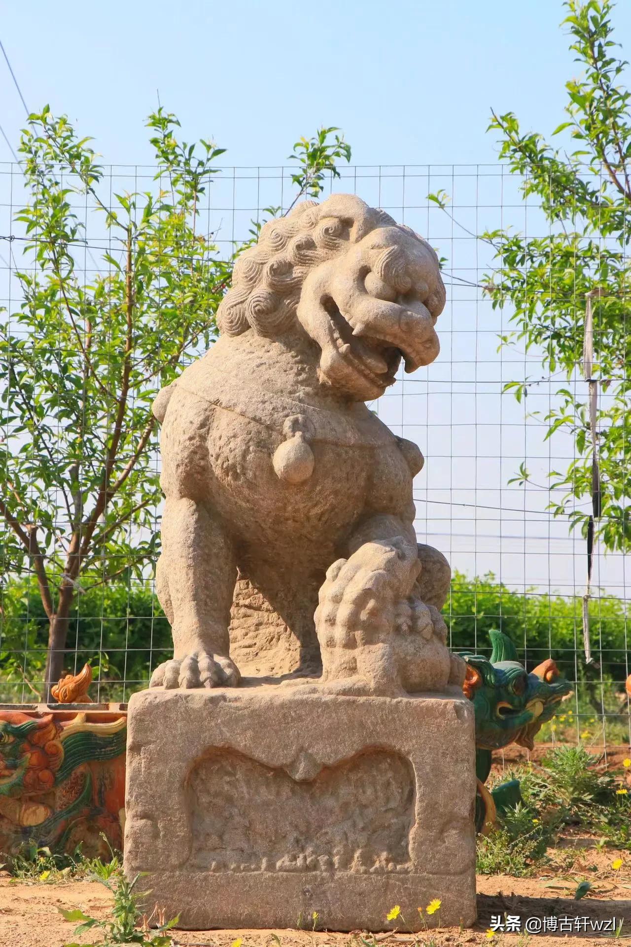 庭院看门石墩,青石看门麒麟