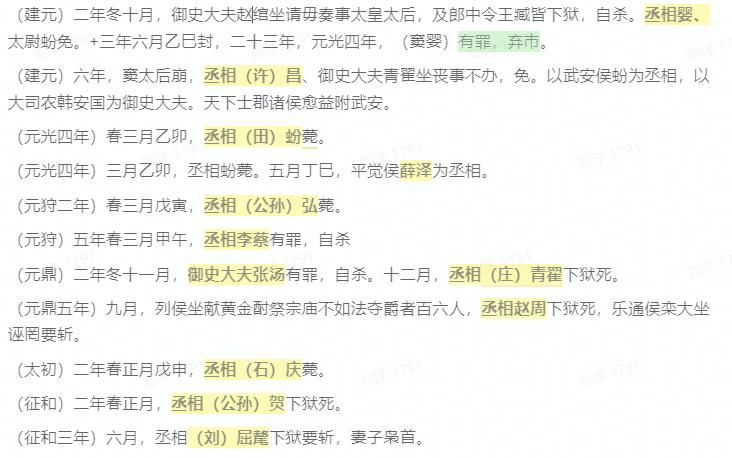 汉朝丞相高危职业,汉武帝丞相成高危职业