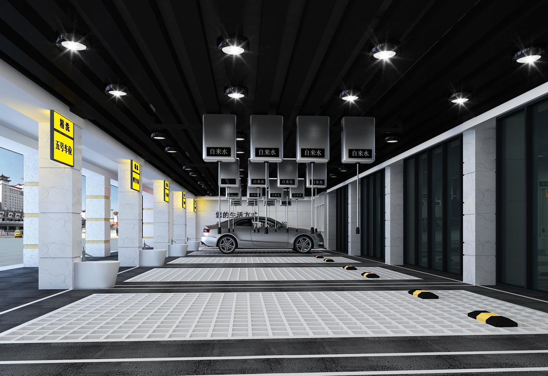 汽车美容店装修效果图80平米,汽车美容中心设计装修