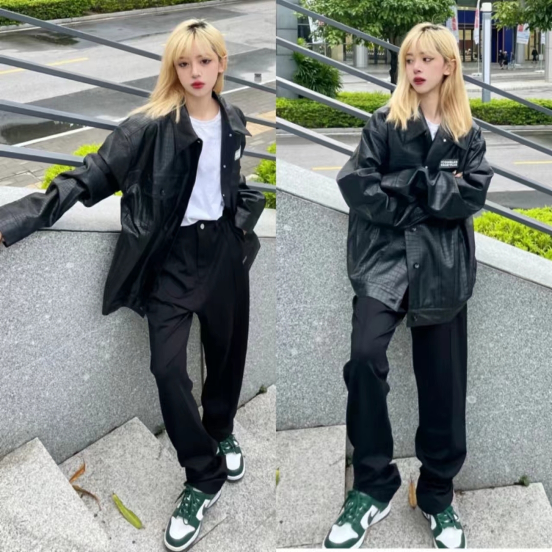 冬季黑色皮衣穿搭图片大全男,洋气黑色皮衣套装10岁