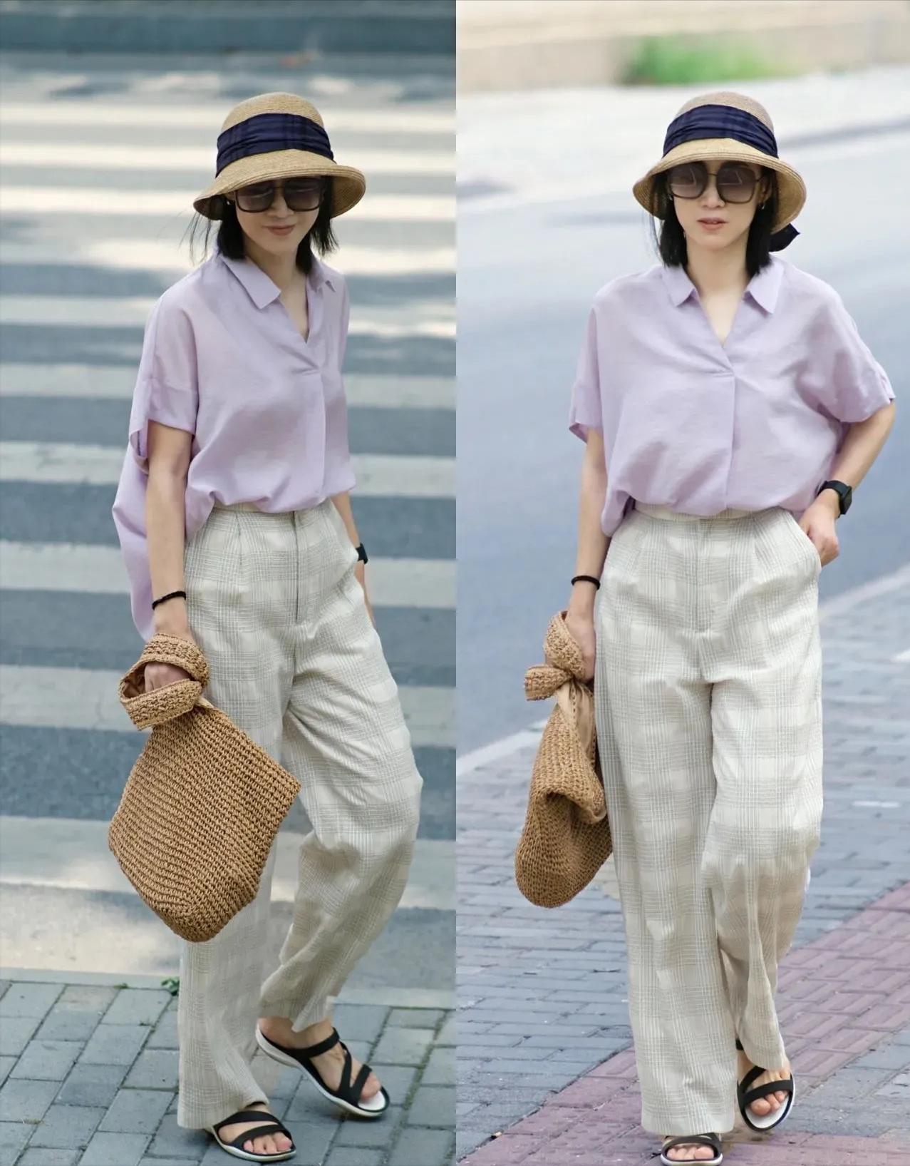 垂感阔腿裤半身长裙,时装衬衫阔腿裤早秋超美气质搭配