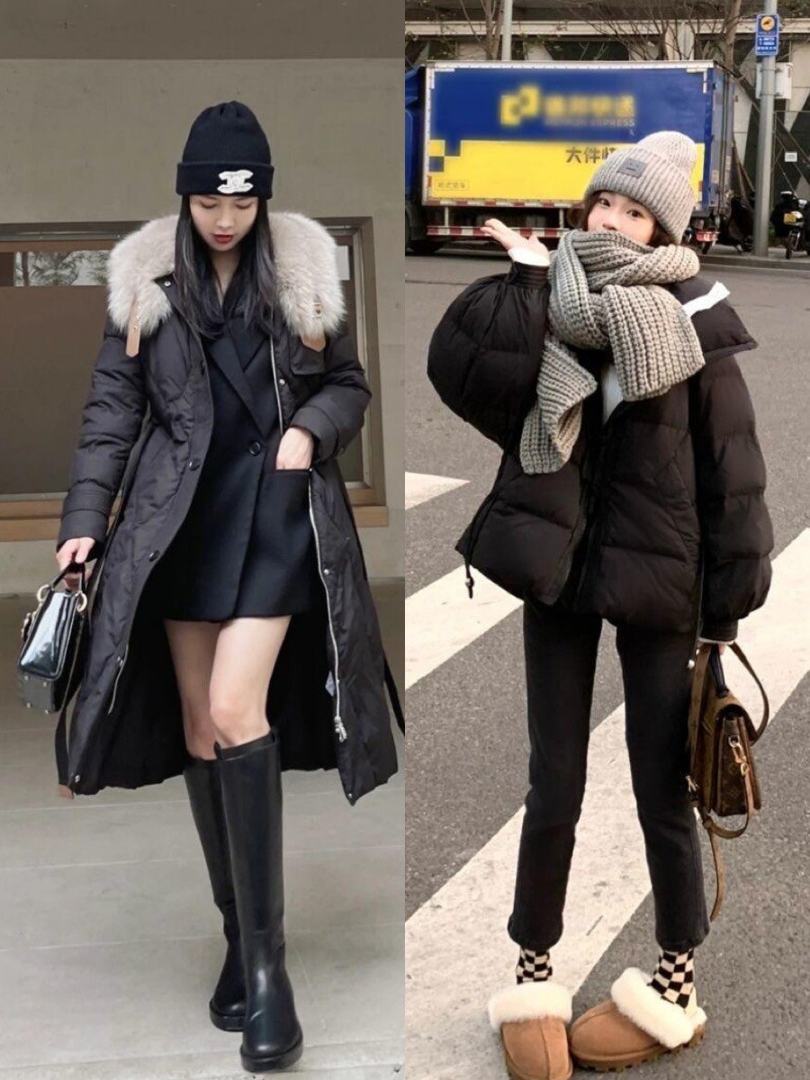 黑羽绒服穿搭技巧50岁,黑中长款羽绒服怎么搭配裤和鞋子