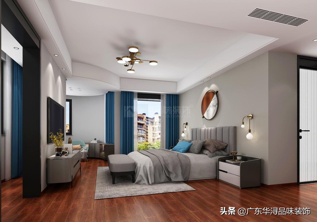 116平红色地板现代轻奢装修风格,140平轻奢木地板装修风格