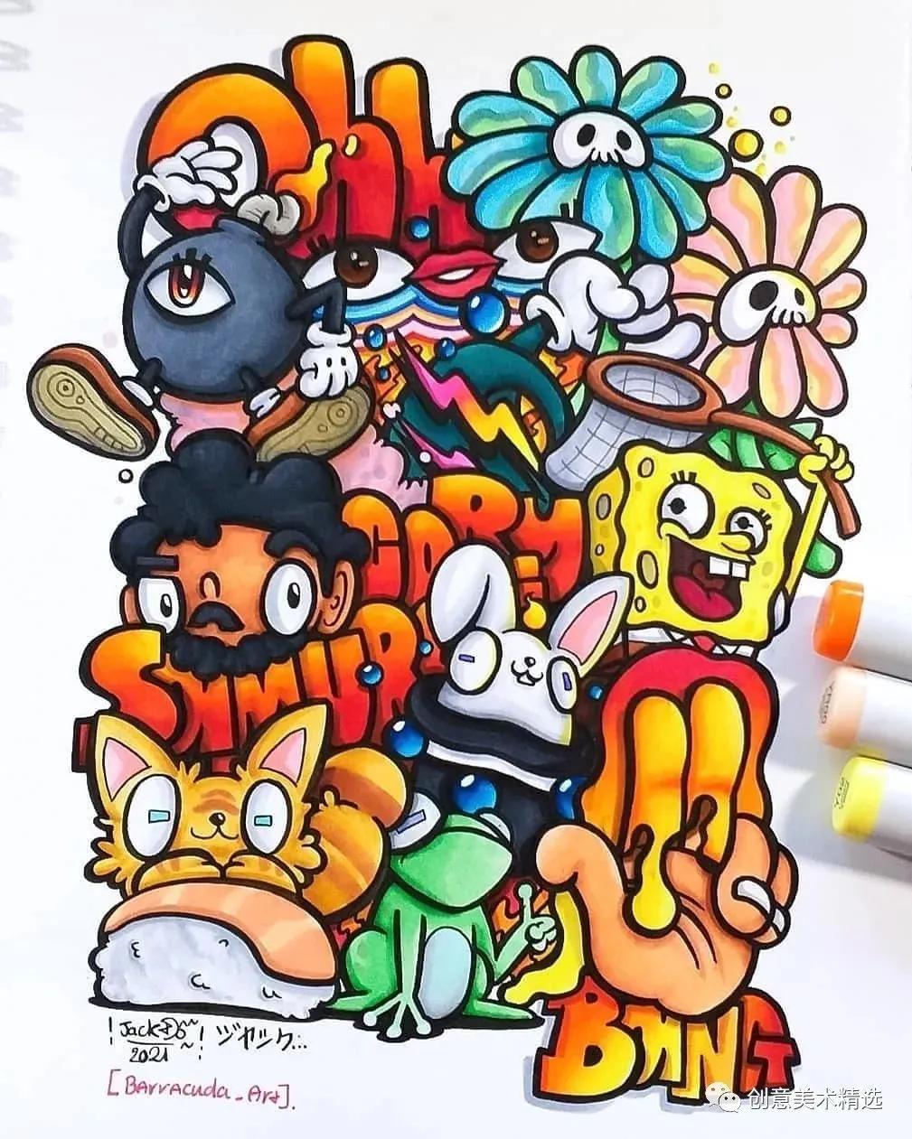 40张美术老师心心念念想画的线描作品，几何与线条的碰撞！