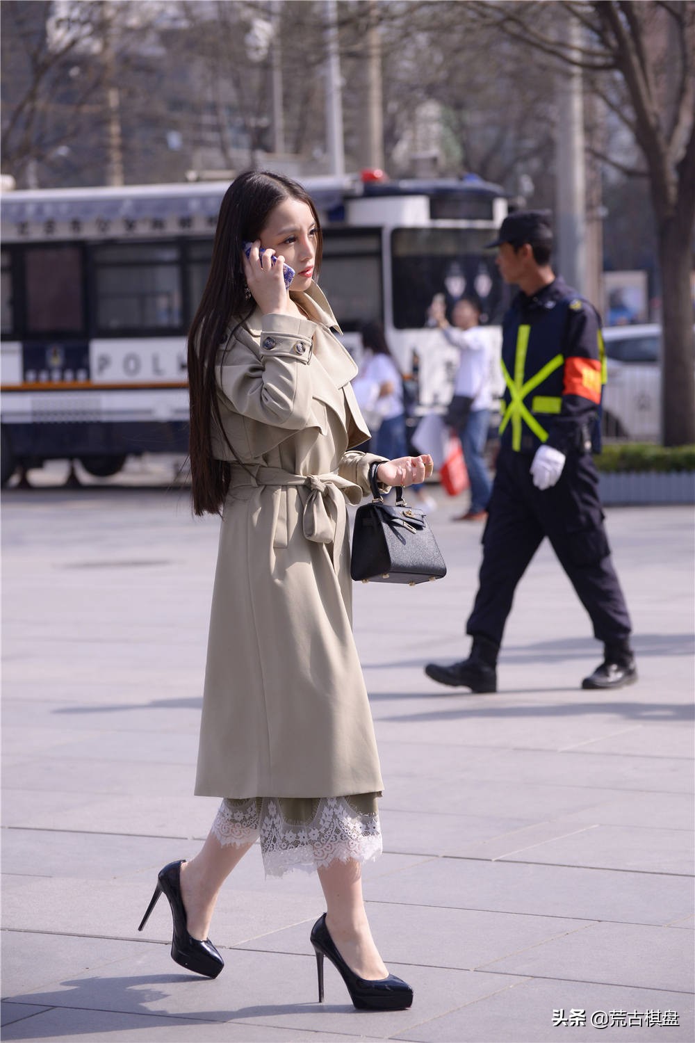 12厘米防水台粗跟高跟鞋,15厘米粗跟尖头防水台