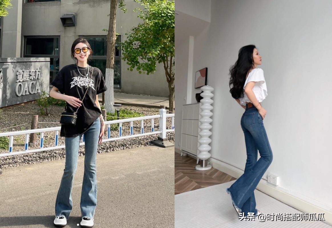 马蹄裤时髦穿搭,小个子短粗腿适合穿马蹄裤吗