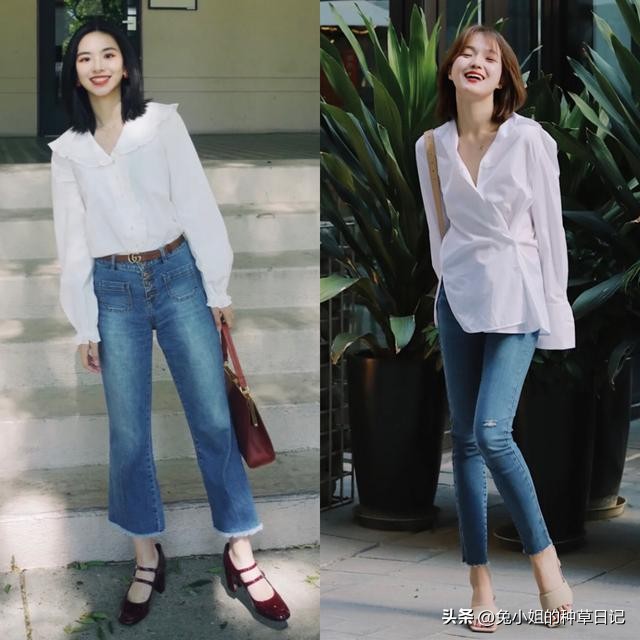 牛仔裤t恤衫时髦穿搭,白t恤与牛仔裤夏天最时髦组合