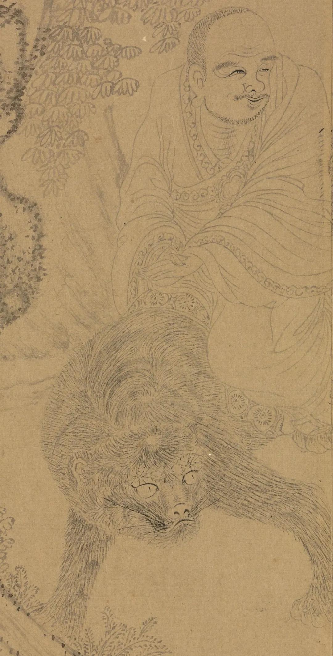 白描十八罗汉图片高清大图,清李公麟白描十八罗汉图