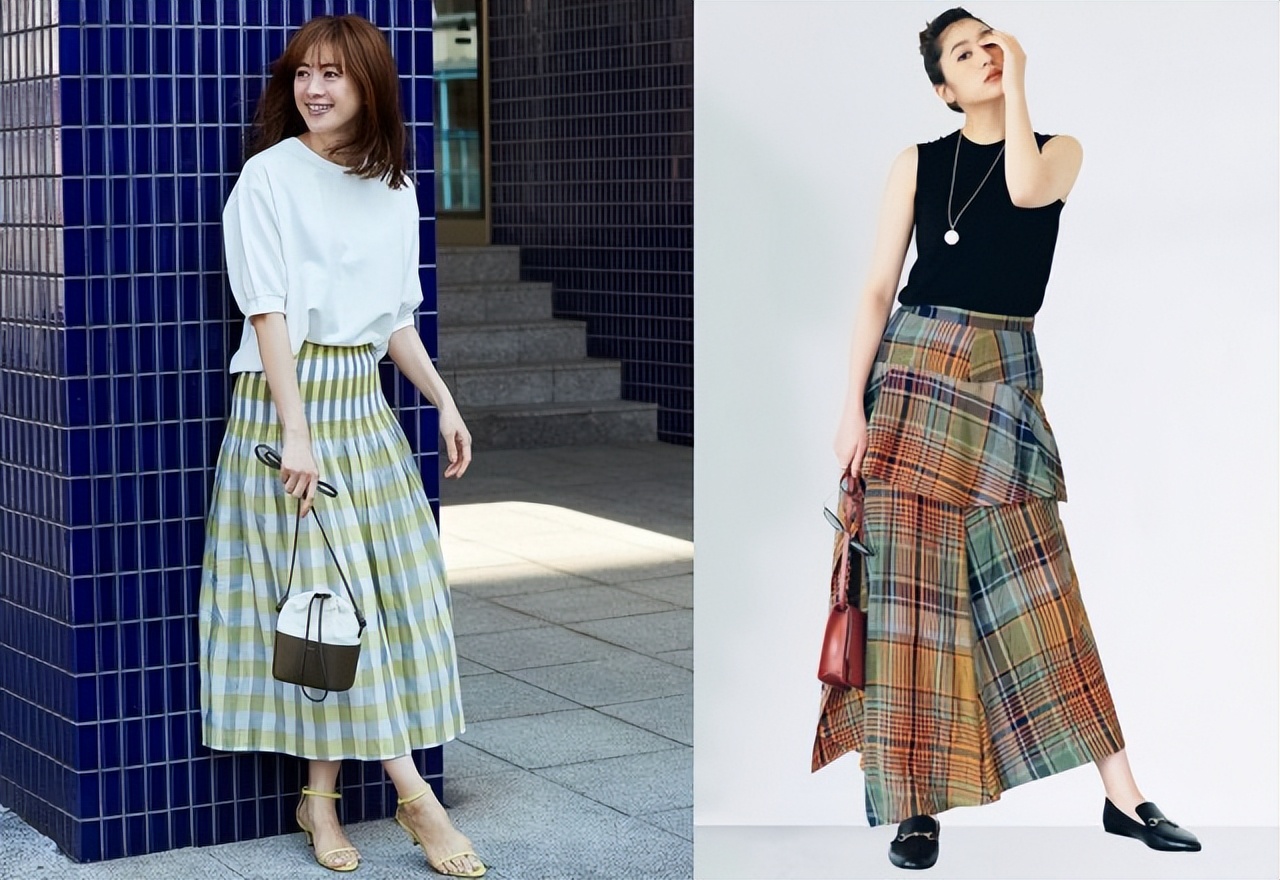 夏天穿格纹太气质了时髦又好看,格纹流行元素