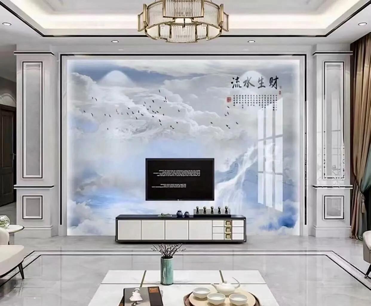 现代简约电视背景墙布效果图大全,电视背景墙现代简约乳胶漆钛金条