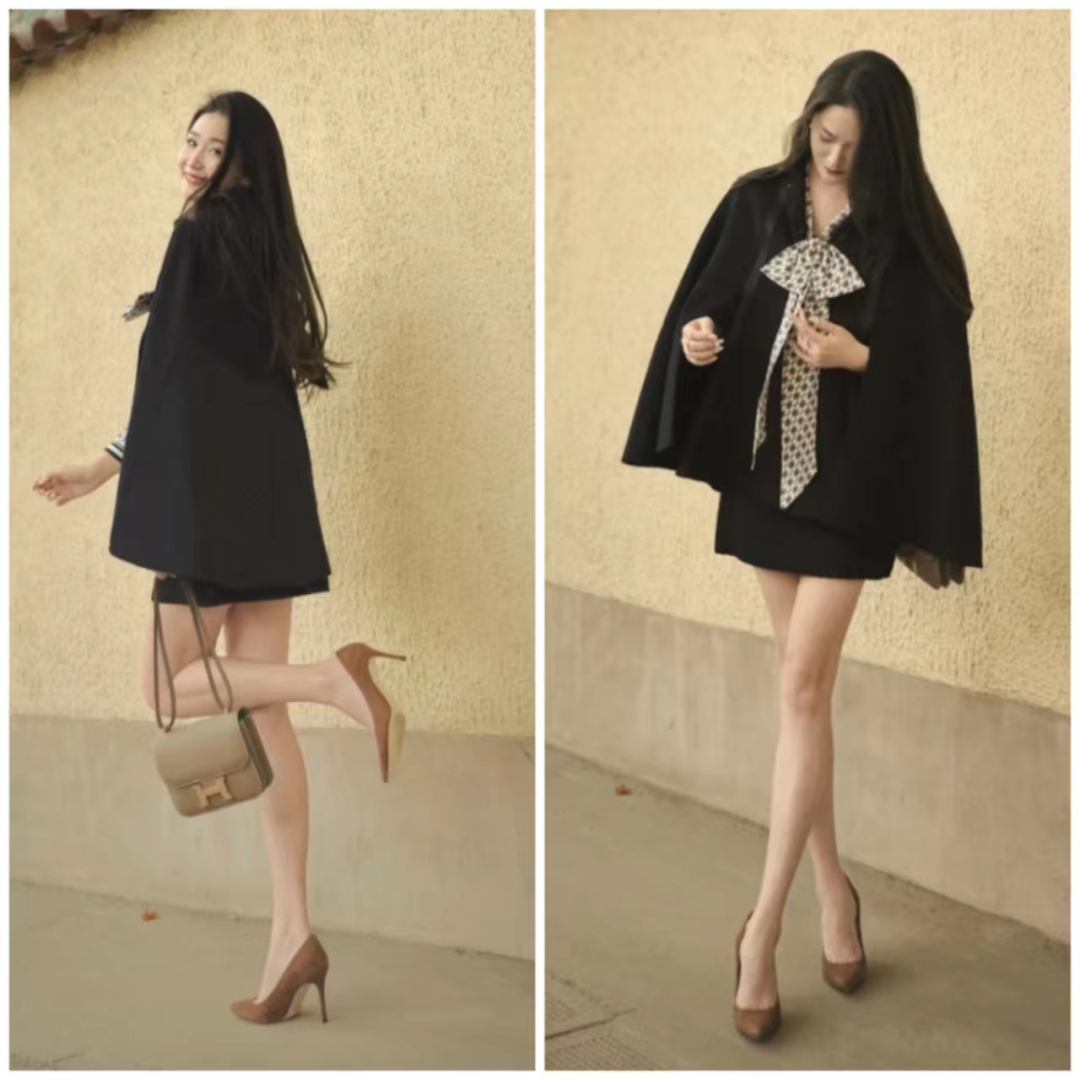 呢子大衣配高跟鞋的穿搭高级感,韩剧女主穿搭秋冬大衣搭配高跟鞋