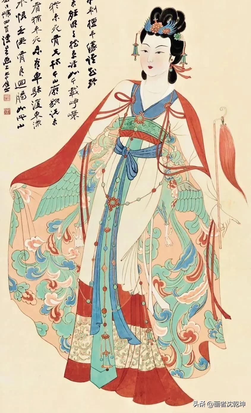 张大千临摹敦煌壁画白描稿,张大千工笔人物头部白描