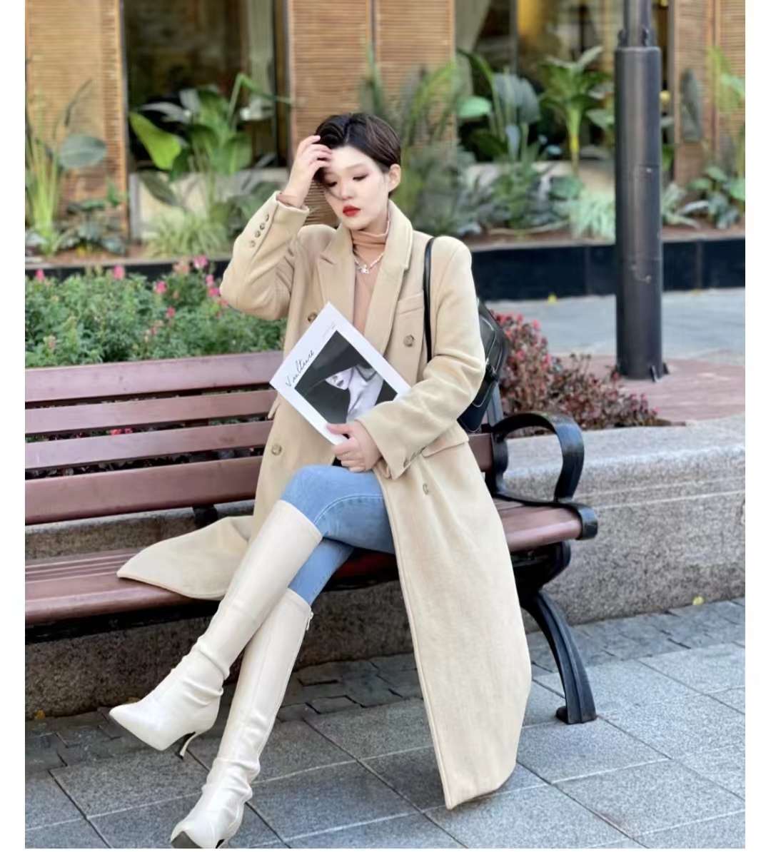大衣搭长靴知性十足,大衣配阔腿裤让你气场翻倍